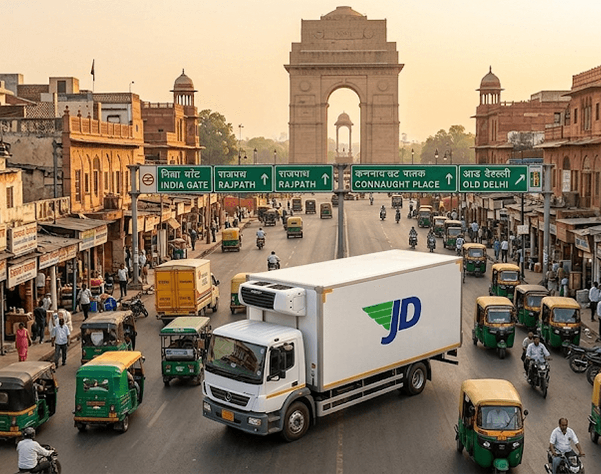 Just Deliveries temperature-controlled logistics truck for cold chain logistics in Delhi