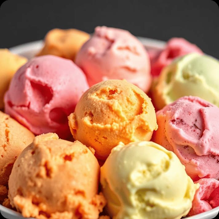 Colorful scoops of ice cream representing frozen temperature-controlled transport