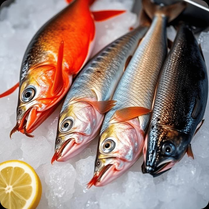 Fresh fish on ice for seafood and fish cold chain logistics