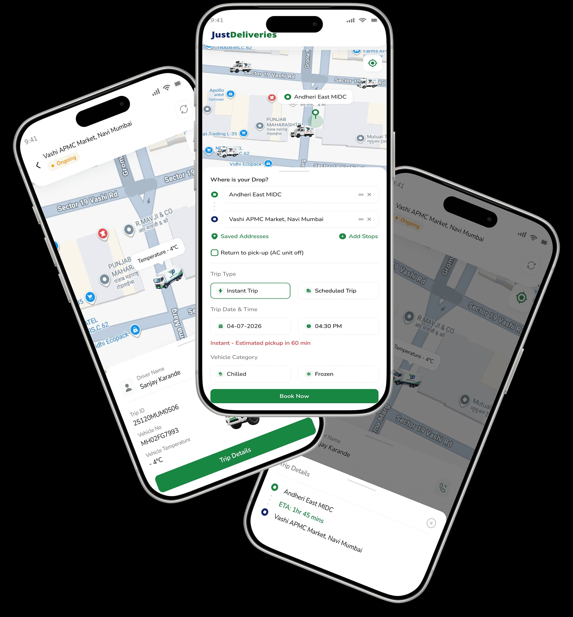 JD Instant mobile app for booking dedicated temperature-controlled vehicles on demand